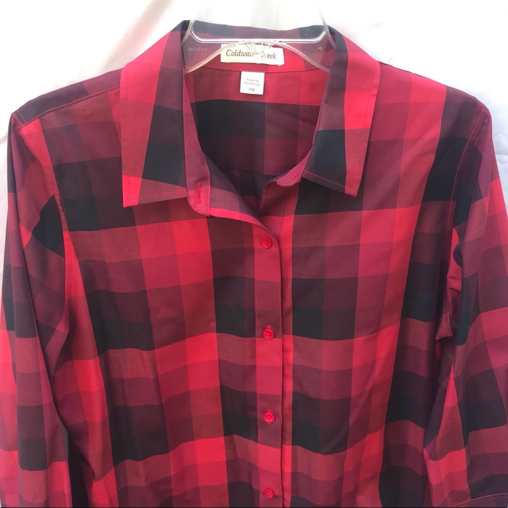 Coldwater Creek plaid long sleeve shirt Size PM